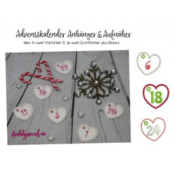 Stickserie - ITH Adventskalender Aufnäher & Anhänger Herz Zahlen